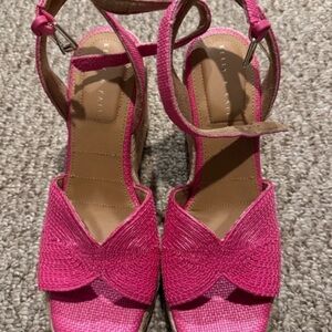 Women’s Pink Braided Ankle-Strap Sandals